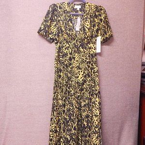 TOPSHOP Dress Full Length == NWT == Animal  Print == Black Greenish Yellow SZ 4